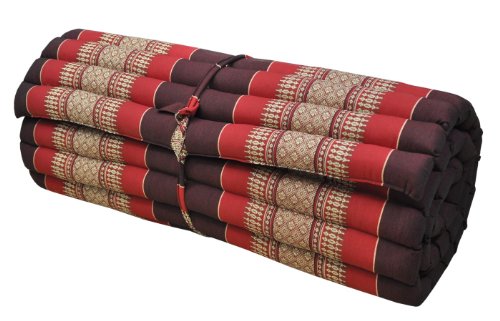 Wilai Kapok Thaikissen Rollmatte breit, rot/weinrot