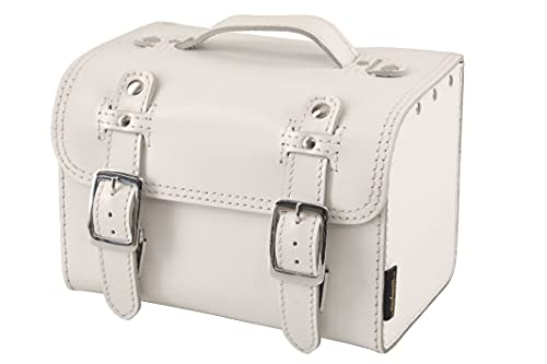 Leder Hecktasche mit Schnellverschluss Gepäckträger Tasche Packtasche Weiß für Simson S50 S51 S70