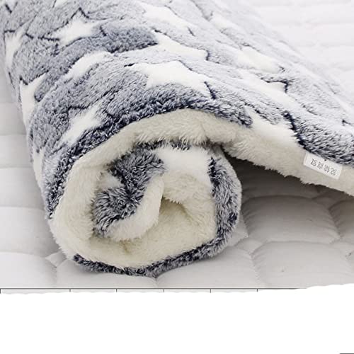 Weiches Flanell verdicktes Haustier-Fleece-Pad Haustier-Decke Bettmatte für Hunde Katze Sofakissen Heimteppich Warmhalten Waschbarer Schlafbezug-Blauer und weißer Stern,89X68cm