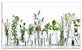 ARTland Spritzschutz Küche aus Alu für Herd Spüle 110x65 cm (BxH) Küchenrückwand mit Motiv Pflanzen Kräuter Gewürze Lavendel Basilikum Blumen H9KE