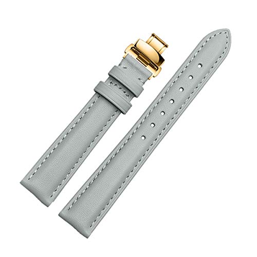 Rose Gold Lederband, Uhrenarmband Blau Schwarz Grau Schmetterling Schliesse Armband 14mm-20mm