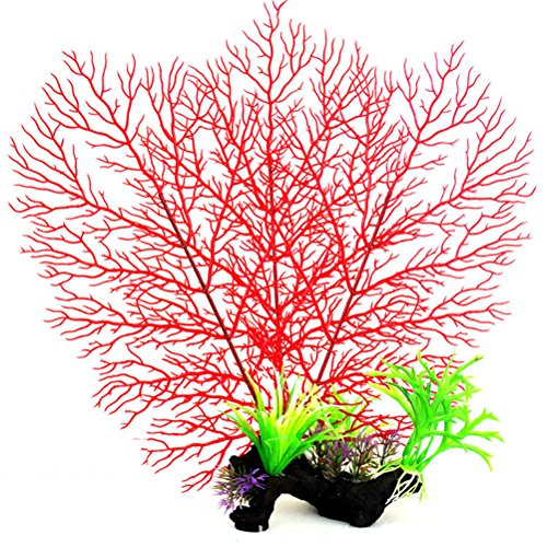 POPETPOP Kunstpflanze für Aquarien, Kunststoff, Rot