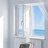 Gemini_mall Universal Fensterdichtung für tragbare Klimaanlage und Wäschetrockner - Funktioniert mit jeder mobilen Klimaanlage - Luftaustauschwächter mit Reißverschluss und Hakenband Weiß 560 cm