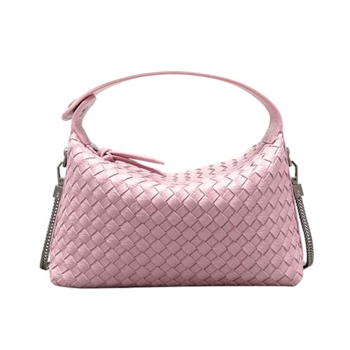 YP Damen-Umhängetasche, gewebt, Abendtasche, kleine Handtasche, geflochtene Umhängetasche, mit Kette, Kuriertasche, zz-pink, normal