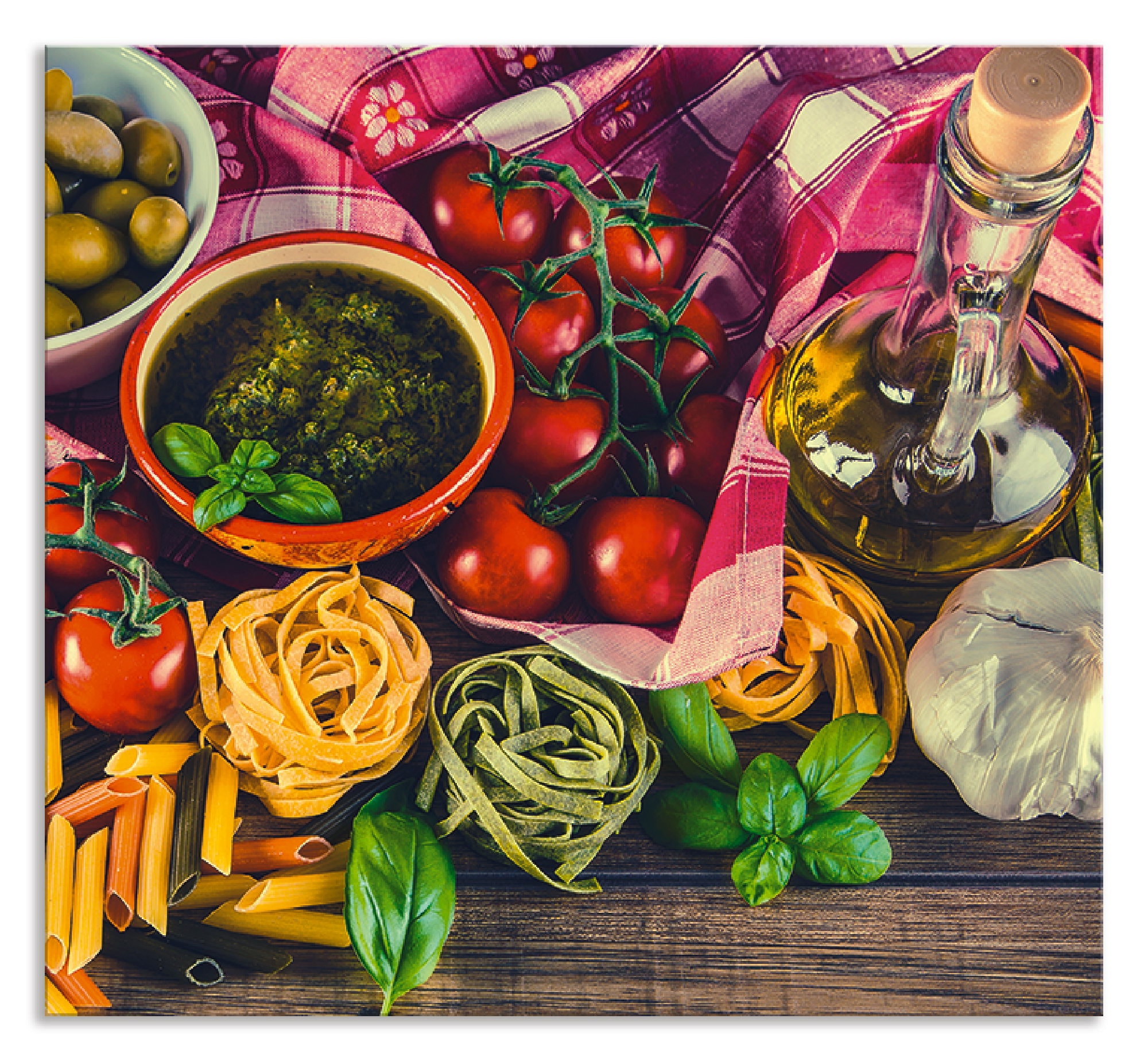 Artland Küchenrückwand "Italienisch mediterrane Lebensmittel", (1 tlg.), Alu Spritzschutz mit Klebeband, einfache Montage