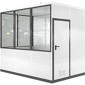 Mobiles Raumsystem WSM, L 3045 x B 2045 mm, für Innen, mit oder ohne Fußboden, grauweiß RAL 9002/enzianblau RAL 5010