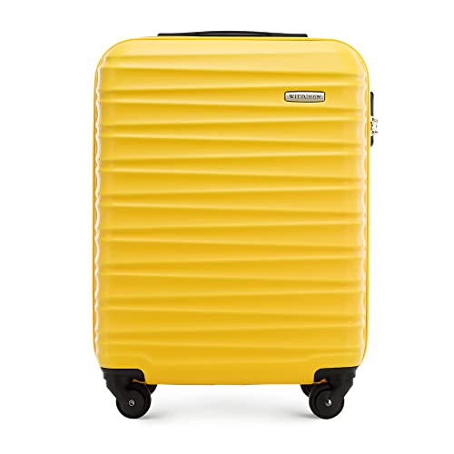 Stabiler Handgepäck Trolley Koffer Reisekoffer von Wittchen Gelb ABS Hartschalen Trolley 4 Rollen Kombinationsschloss