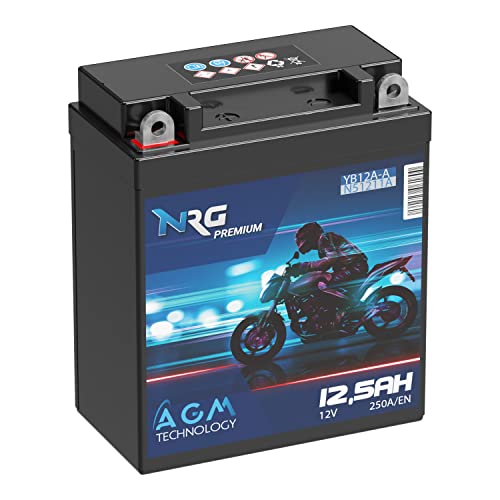 LANGZEIT YB12A-A AGM Motorradbatterie 12V 12,5Ah 250A/EN 51211 YB12A-B CB12A-A AGM Batterie 12V doppelte Lebensdauer vorgeladen auslaufsicher wartungsfrei ersetzt 10Ah