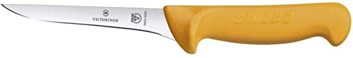 Victorinox Swibo Küchen-/Ausbeinmesser Schmal, Extra Scharfe Klinge, Signalfarbe, Sicherheitsgriff, Spülmaschinenfest
