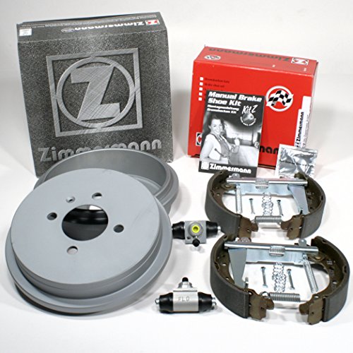 Zimmermann Bremstrommeln Coat Z + Bremsbacken Kit Z vormontiert/einbaufertig + Radbremszylinder für hinten/für die Hinterachse