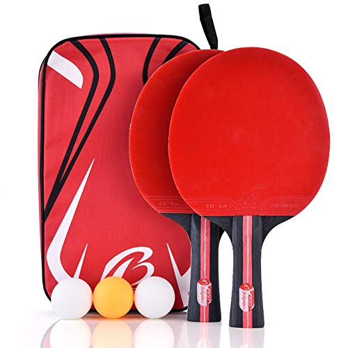 Wallfire Boliprince Ping Pong Paddle 2-Spieler Tischtennisschläger mit 3 Bällen für Shake-Hand-Griffspieler