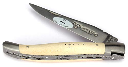Laguiole en Aubrac Taschenmesser L0712HOIF 12 cm Doppelplatine - Griff Stechpalme - Klinge 10 cm matt - Backen matt