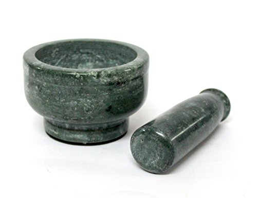 KLEO 4 breite grüne natürliche Mörser und Stößel als Gewürz, Medizin Grinder Gewürz Reibe gesetzt - Marble Stone Mortar Pestle Set (Grün tief)