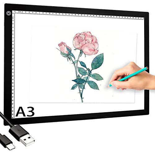 LED licht pad A3,Ultradünne LED leuchttisch,USB-Kabel,mit einstellbare Helligkeit,leuchtplatte für Diamond Painting (LB-A3)