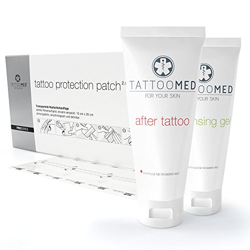 TattooMed Tattoo After Care Advanced Kit - Spar Bundle (After Tattoo 100ml & Cleansing Gel 100ml & Tattoo Protection Patch 10 Stück)