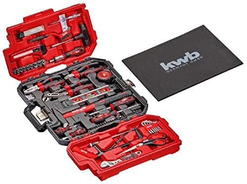 kwb Werkzeugkoffer, 125-teilige Werkzeug-Set, stabiler Kunststoff-Koffer, mit Tragegriff zum Transportieren und Aufhängen, hochwertiger Werkzeugsatz, ideal für Werkstatt und Haushalt