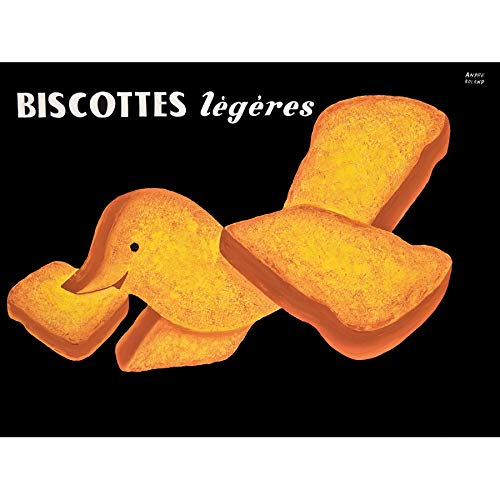 Wee Blue Coo Werbeplakat, Motiv: Biscottes Legeres Essen Küche Vogel Kunstdruck, 45,7 x 61 cm LV350