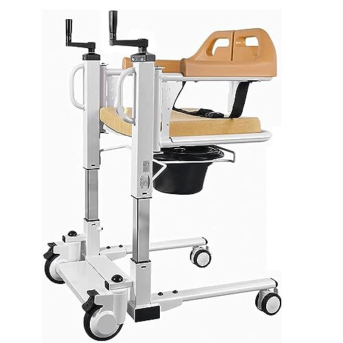 Patientenlift-Transfer-Mobilitätsstuhl Patientenlift-Rollstuhl für Heimtransferlift 5-in-1-Transferstuhl mit 180° geteiltem Sitz Duschstuhl Nachtkommode für ältere Menschen