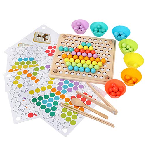 Winthai Kinderspielzeug aus Holz, Montessori-Brett für Kinder, Puzzles Jahre, Montessori, pädagogisches Spielzeug, Früherziehung, Stäbe, Perlenpuzzle