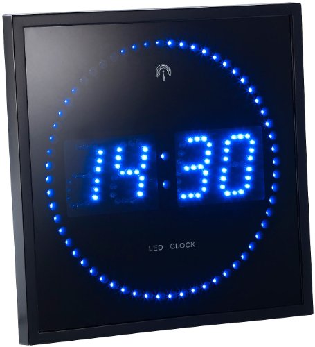 Lunartec LED Funkuhr: LED-Funk-Wanduhr mit Sekunden-Lauflicht durch Blaue LEDs (Digitale LED-Uhr mit Funk)