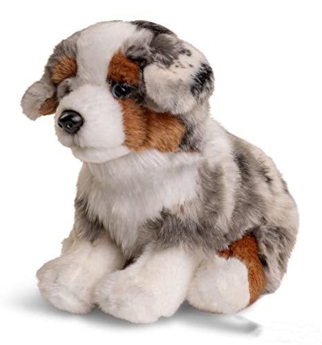 Uni-Toys - Australischer Schäferhund Welpe, sitzend (ohne Leine) - 22 cm (Höhe) - Plüsch-Hund, Haustier - Plüschtier, Kuscheltier