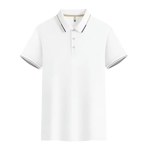 OTBEHUWJ T-Shirt Shirt Herren Sommer Herren Kurzarm Polo Shirt Herrengeschäft Casual Polo Shirt-Weiß-4Xl
