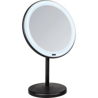 LED Stand-Kosmetikspiegel Onno Schwarz, Kosmetikspiegel mit 5-Fach Vergrößerung