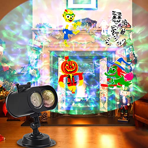 GaRcan Projektor Weihnachten Aussen LED Weihnachtsprojektor AußEn Mit 12 Folien Und 15 Farben Ocean Wave Halloween Projektionslampe Mit Fernbedienung FüR Weihnachten Geburtstag Party Hoch