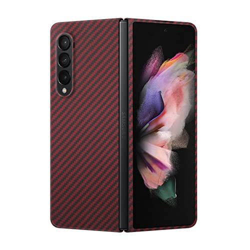 qichenlu [Kugelsicher Aramidfaser Farbig Rot Aramid Hülle für Z Fold 3 5G,Militärstandard Stoßfest Extrem Dünn Cover Case Hartschale für Samsung Galaxy Z Fold 3 5G