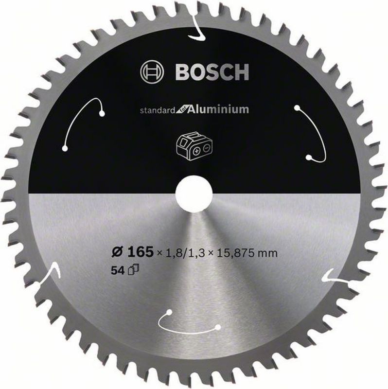 Bosch Akku-Kreissägeblatt Standard for Aluminium, 165 x 1,8/1,3 x 15,875, 54 Zähne 2608837758