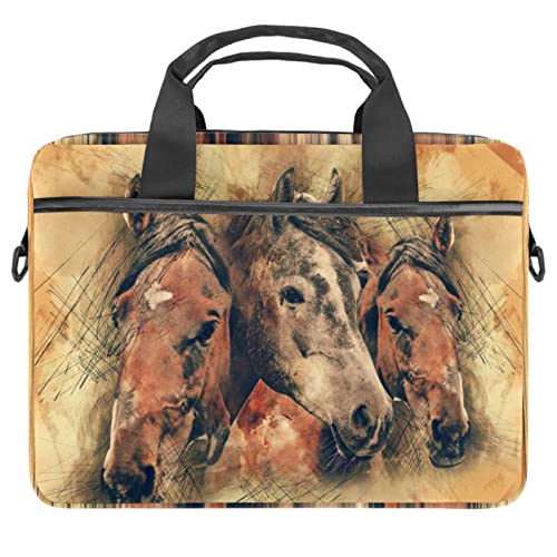 Three Horse Head Laptop Shoulder Messenger Bag Crossbody Briefcase Messenger Sleeve for 13 13.3 14.5 Inch Laptop Tablet Protect Tote Bag Case, mehrfarbig, 11x14.5x1.2in /28x36.8x3 cm