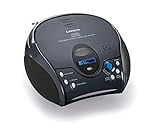 Lenco SCD-24DAB - CD-Player für Kinder - Bluetooth 5.1 - CD-Radio - Boombox - DAB+ Radio - Titel Speicher - 2 x 1,5 W RMS-Leistung - Netz- und Batteriebetrieb - Schwarz