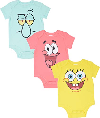 Nickelodeon Spongebob SqarePants Baby Boy Girl 3 Pack Bodysuits 12 Months