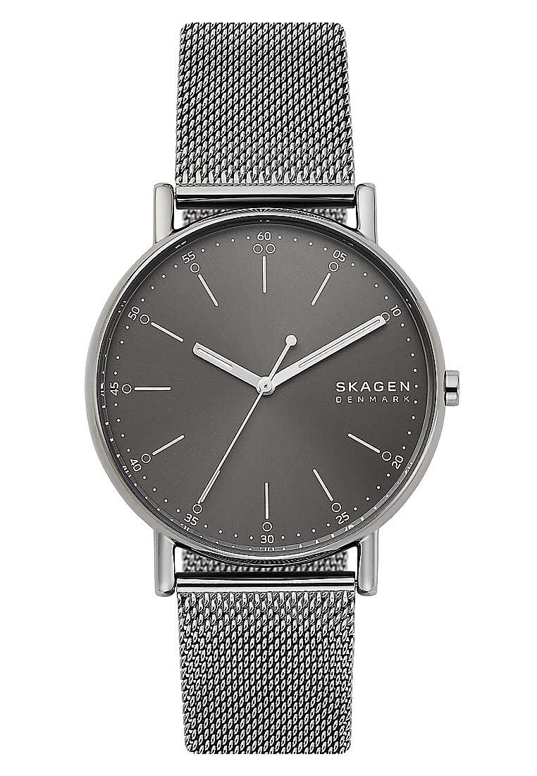 Skagen Herrenuhr Signatur, Dreizeiger Uhrwerk, 40mm Charcoal Edelstahlgehäuse mit Edelstahl Mesh Armband, SKW6577