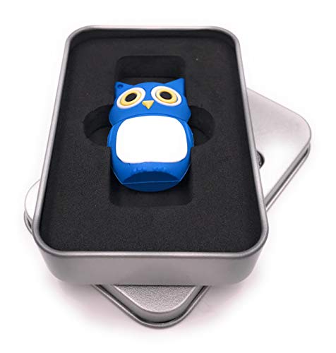 Onwomania Eule Vogel in Blau USB Stick in Alu Geschenkbox 64 GB USB 3.0