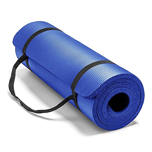 Focus Sport Yogamatte Gymnastikmatte rutschfest Pilatesmatte Fitnessmatte mit Tragegurt (Blau, 15mm)