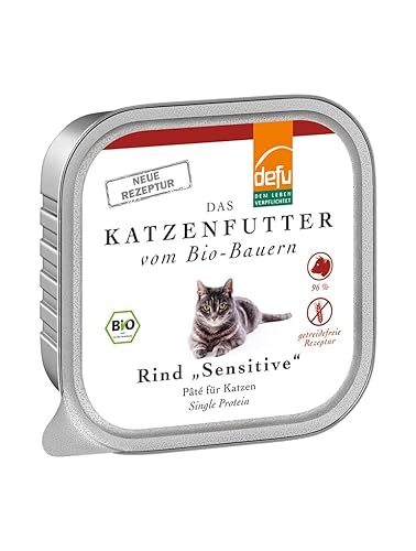defu Katze | Paté Bio Rind Sensitive | Premium Bio Katzenfutter nass (16x100g)