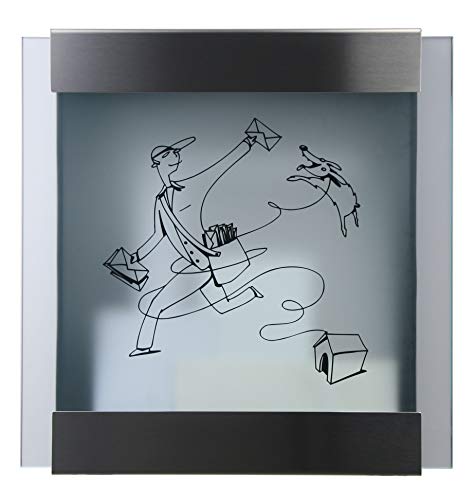 Keilbach, Briefkasten glasnost.glass.michl-luz, Edelstahl/bedrucktes Sicherheitsglas, hochwertige Verarbeitung, Klassiker seit 2000, Design Award: FORM 2001