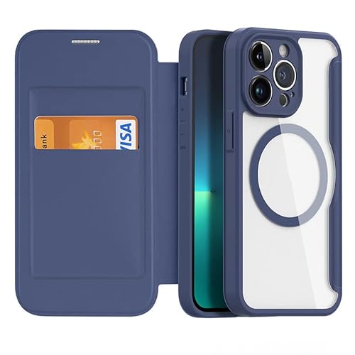 Schutzhülle für iPhone 14/14 Plus/14 Pro/14 Pro Max, Premium Flip Leder Wallet Magnetische Handyhülle mit Kartenschlitz, unterstützt kabelloses Laden, 14 pro max 6.7, Blau