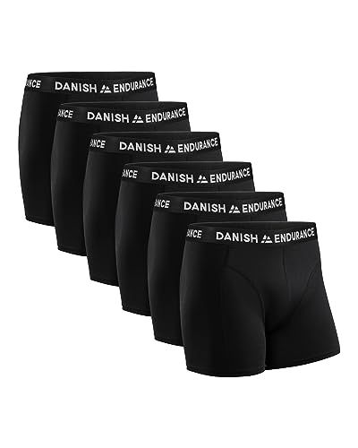 DANISH ENDURANCE Herren Boxershorts, Retroshorts aus weicher Baumwolle, Schwarz, Grau, Blau, 6 Pack (Schwarz, Medium)