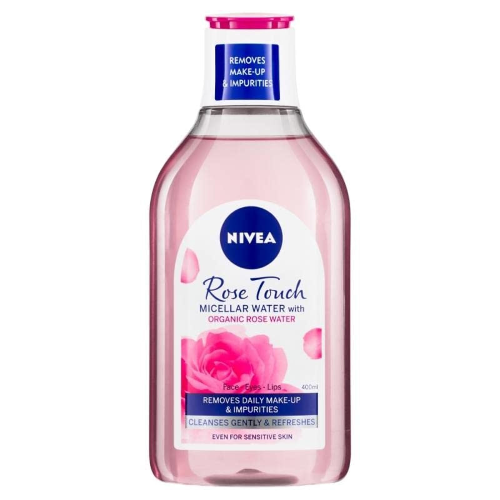 Nivea Micellar Water Rose Touch Make Up Remover Cleanses Hydration Skin Pack of 2 (x 400ml) Formula with Organic Rose Water Effectively Removes Make-up and Dirt