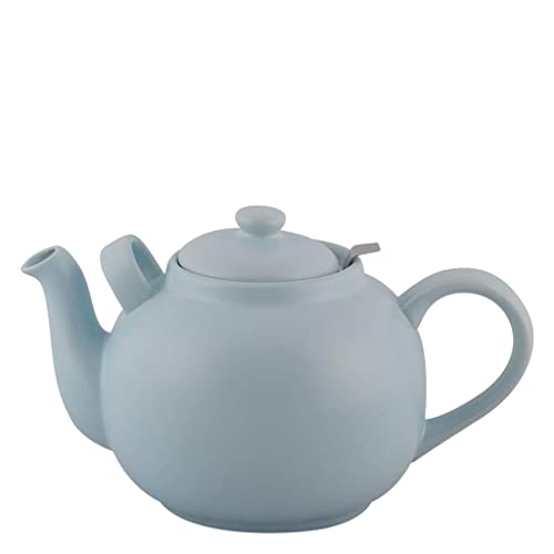 PLINT Simple & Stylish Ceramic Teapot, Globe Teapot with Stainless Steel Strainer, Ceramic Teapot for up to 10 Cups, 2500ml Ceramic Teapot, Flowering Tea Pot, TeaPot for Blooming Tea, Ice Color