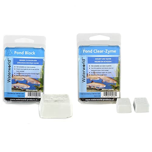 vdvelde.com - Pond Block und Pond Clear-Zyme Combi Teichalgenbekämpfung Beseitigt Fadenalgen - pro 1000 Liter Wasser - EIN sauberer und klarer Teich innerhalb von 10 Tagen