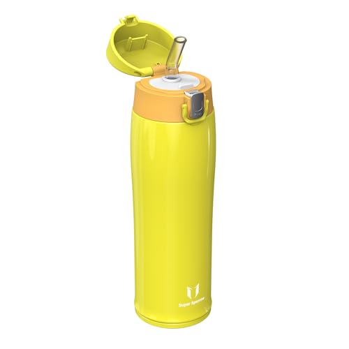 Super Sparrow Edelstahl Trinkflasche mit Strohhalm, Ultraleicht Trinkbecher - 750ml - BPA Frei, Auslaufsicher Trinkflaschen kinder, Wasserflasche für Sport, Reisen, Schule
