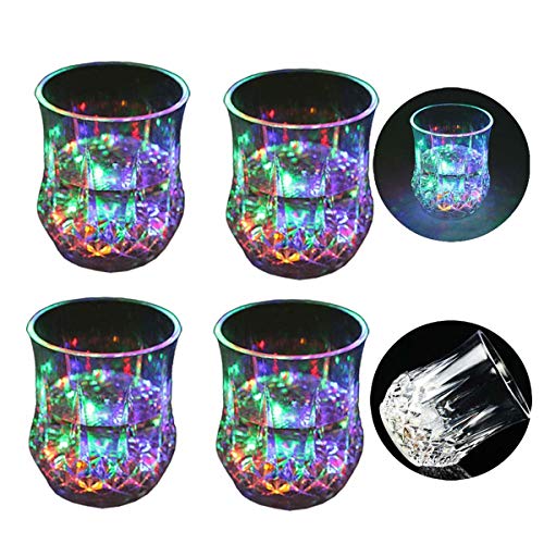 Zeerkeer Farbwechsler Trinkglas Gläser mit LED 5 LED-Leuchten Acryl Plexiglas Nicht zerbrechlich Wasserdichte Marble Textur PC-Material (4)