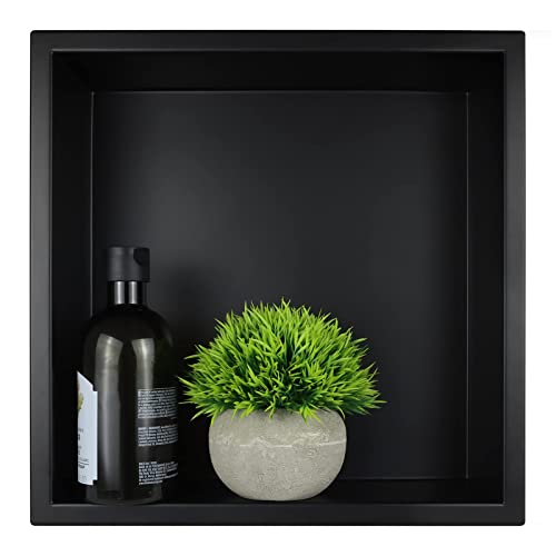Bernkot Duschnische aus Edelstahl 30x 30 x 10 cm Wandnische Aufbewahrung Ordner für Badezimmer, Schwarz