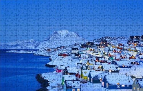 GUOHLOZ Puzzle 1000 Teile, Puzzle für Erwachsene, Impossible Puzzle, Puzzle farbenfrohes Legespiel, Erwachsenenpuzzle, 1000 Puzzle Home Dekoration Puzzle Winter, Grönland, 75x50cm