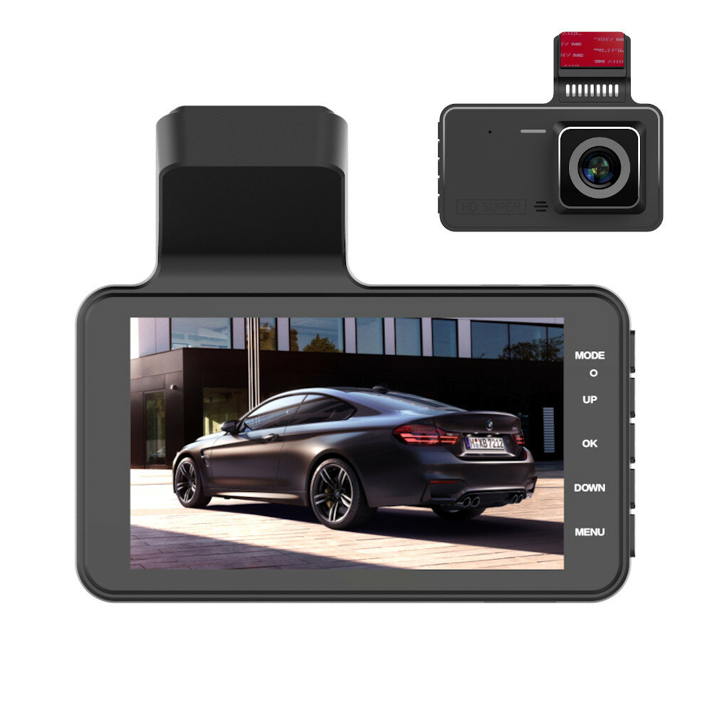 4-Zoll-Dashcam HD 1080P Auto-DVR, vorne, hinten, Doppelaufnahme, Rückfahrbild, 24-Stunden-Parken, Doppelobjektiv, Fahrre