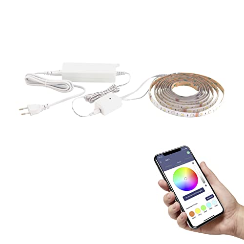 EGLO connect.Z Smart-Home LED Band Stripe-Z, Strip 5 m, ZigBee, App und Sprachsteuerung, Lichtfarbe einstellbar (warmweiß-kaltweiß), RGB, dimmbar, selbstklebend, kürzbar
