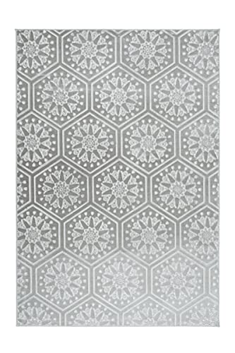 Teppich Marokkanisches Muster Ornamente Muster Teppiche Grau Silber 120x170cm